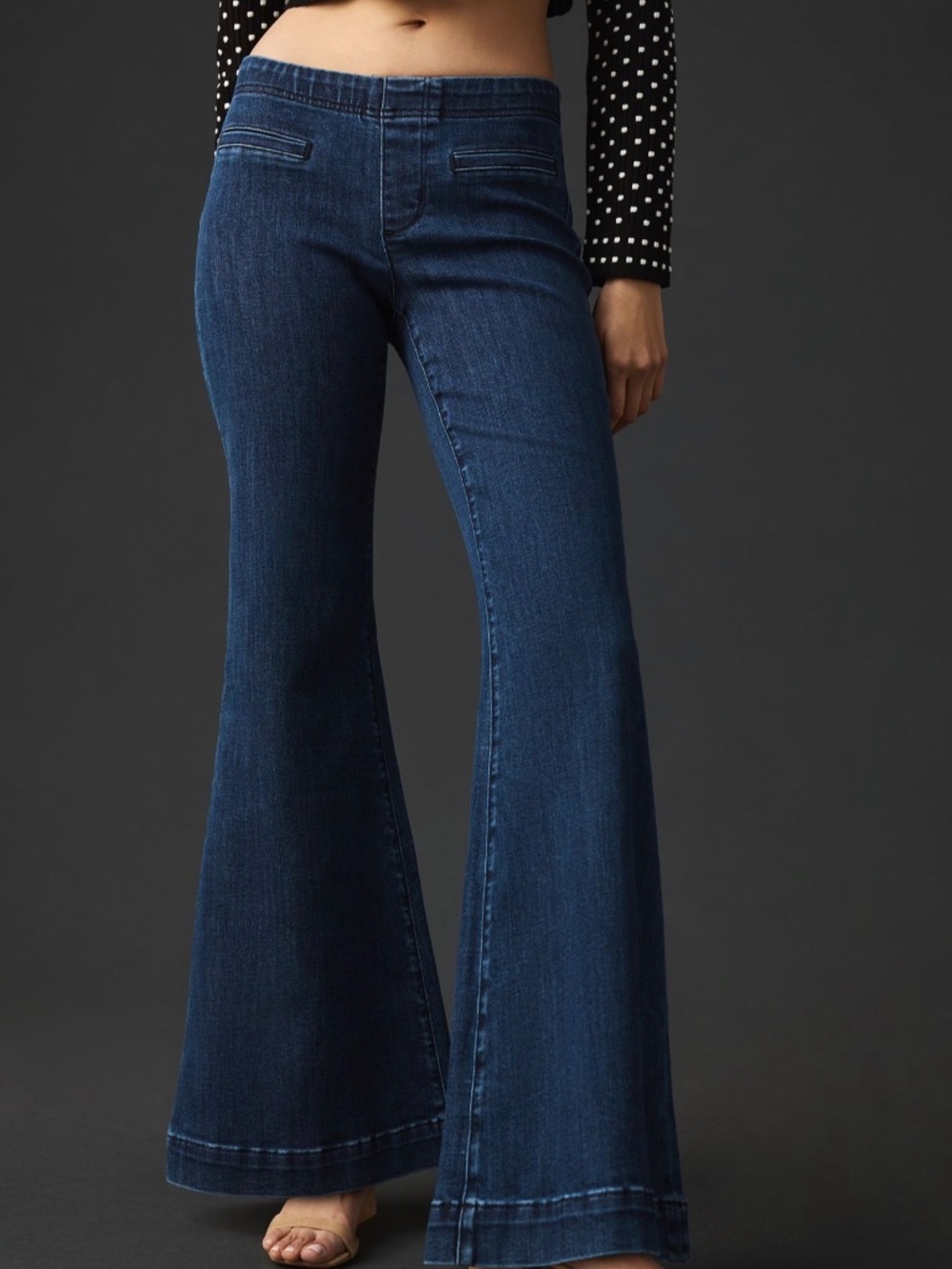 PILCRO by Anthropologie Retro Low-Rise Pull-on Flare Jeans Women's size 28